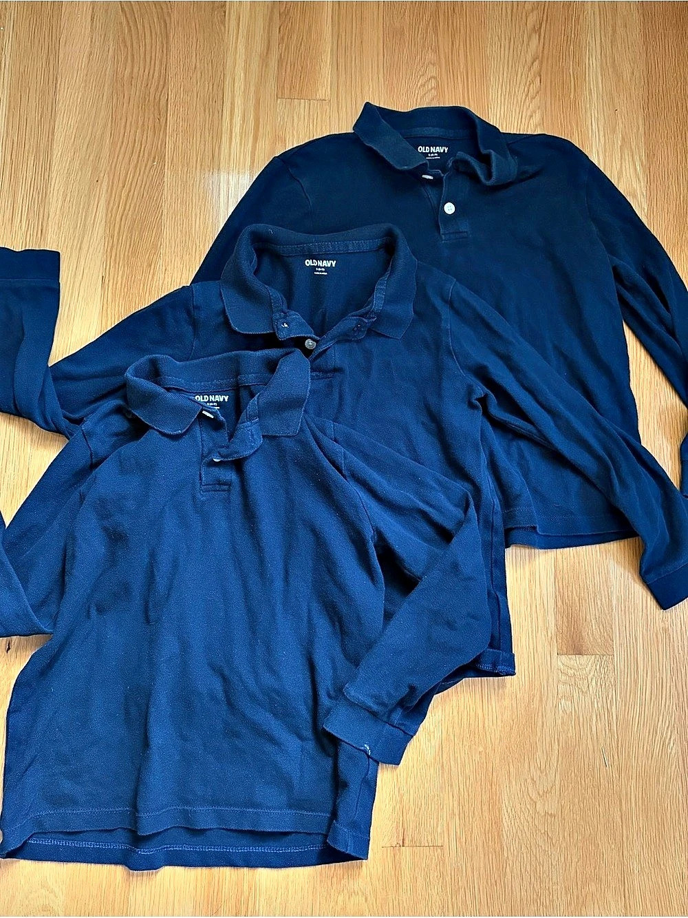 Old Navy boy small Polo long sleeve Shirt 3-Pack navy - great school uniform!